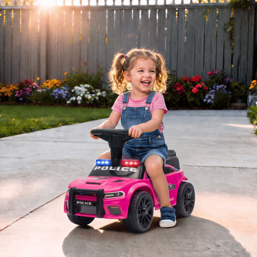 AIYAPLAY Carro Andador de Polícia para Crianças 18-36 Meses, com Luz, Música e Arrumação, 65x29,5x36 cm, Rosa AIYAPLAY Carro Andador de Polícia para Crianças 18-36 Meses, com Luz, Música e Arrumação, 65x29,5x36 cm, Rosa
