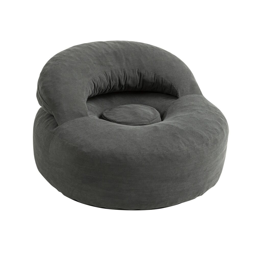 Sobuy poltrona relax con respaldo regulable fst100-dg | gris oscuro | 110x125x65 cm | terciopelo acanalado (corduroy)