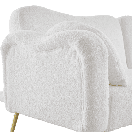 Sofá de 2 lugares - encosto ajustável, função cama 2 em 1 e pés metálicos dourados - Branco