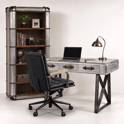 Cadeira de escritório - couro ergonómico, altura ajustável, gira 360°, rodízios e apoios de braços em carvalho - Preto Cadeira de escritório - couro ergonómico, altura ajustável, gira 360°, rodízios e apoios de braços em carvalho - Preto