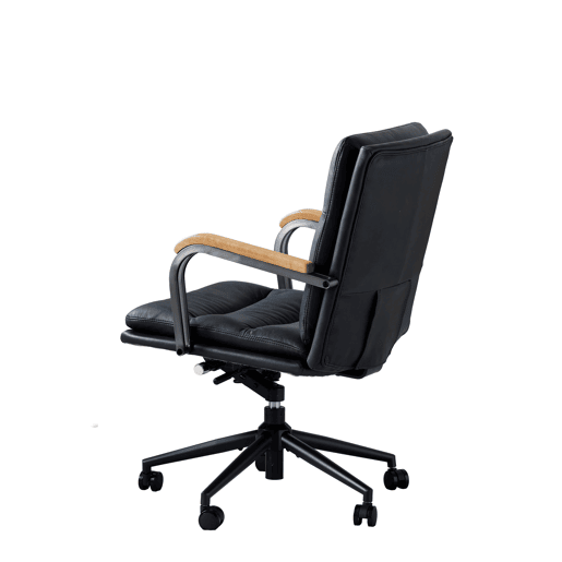 Cadeira de escritório - couro ergonómico, altura ajustável, gira 360°, rodízios e apoios de braços em carvalho - Preto Cadeira de escritório - couro ergonómico, altura ajustável, gira 360°, rodízios e apoios de braços em carvalho - Preto