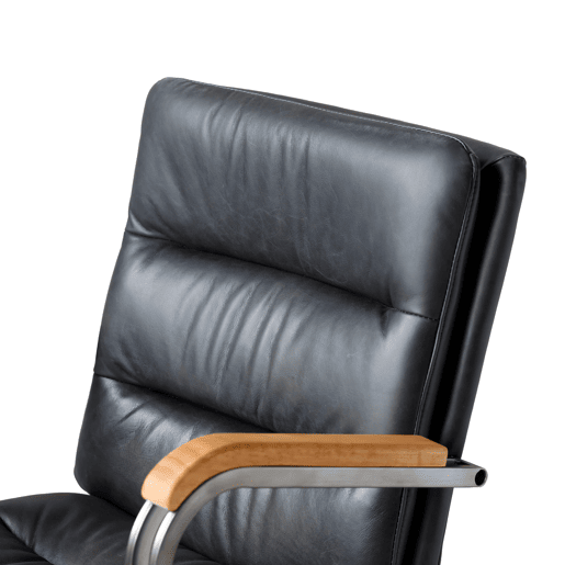 Cadeira de escritório - couro ergonómico, altura ajustável, gira 360°, rodízios e apoios de braços em carvalho - Preto Cadeira de escritório - couro ergonómico, altura ajustável, gira 360°, rodízios e apoios de braços em carvalho - Preto