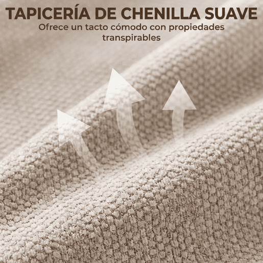 HOMCOM Cadeira de Escritório Giratória em Chenille com Encosto Alto, Função de Balanço, Altura Ajustável e Rodas em PU - Bege HOMCOM Cadeira de Escritório Giratória em Chenille com Encosto Alto, Função de Balanço, Altura Ajustável e Rodas em PU - Bege