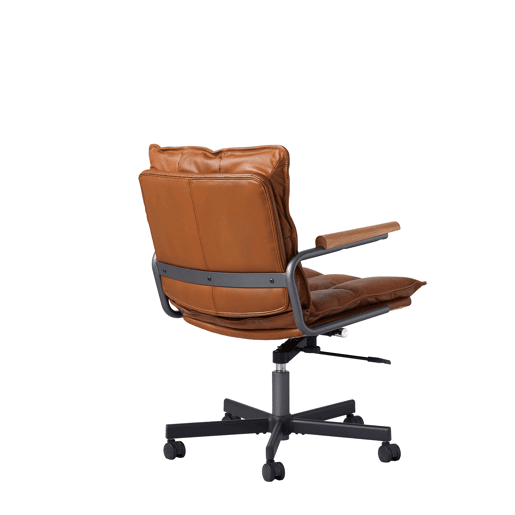 Cadeira de escritório ergonómica u2013 couro, rodas, apoios de braços em carvalho, altura ajustável e giratória u2013 Castanho Cadeira de escritório ergonómica u2013 couro, rodas, apoios de braços em carvalho, altura ajustável e giratória u2013 Castanho