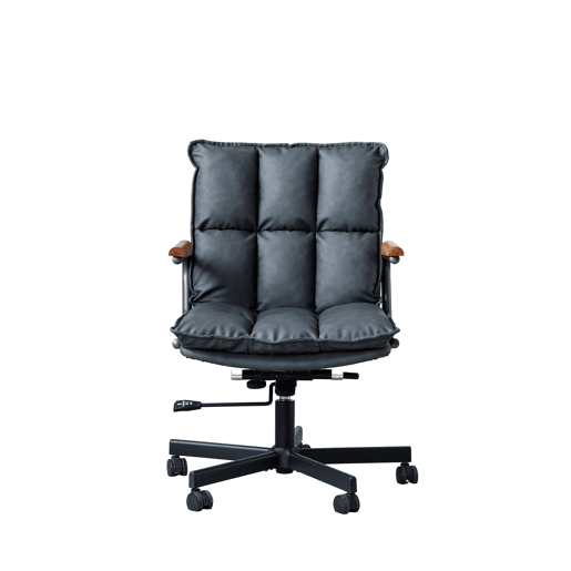 Cadeira de escritório - ergonómica, em pele, com rodas, apoios de braços em carvalho, altura ajustável e rotação de 360° - Preta Cadeira de escritório - ergonómica, em pele, com rodas, apoios de braços em carvalho, altura ajustável e rotação de 360° - Preta