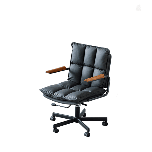 Cadeira de escritório - ergonómica, em pele, com rodas, apoios de braços em carvalho, altura ajustável e rotação de 360° - Preta Cadeira de escritório - ergonómica, em pele, com rodas, apoios de braços em carvalho, altura ajustável e rotação de 360° - Preta