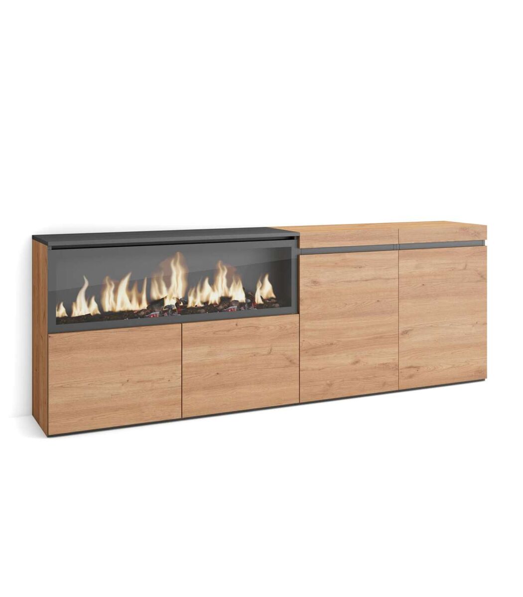 Aparador cártama-01 con chimenea led para salón