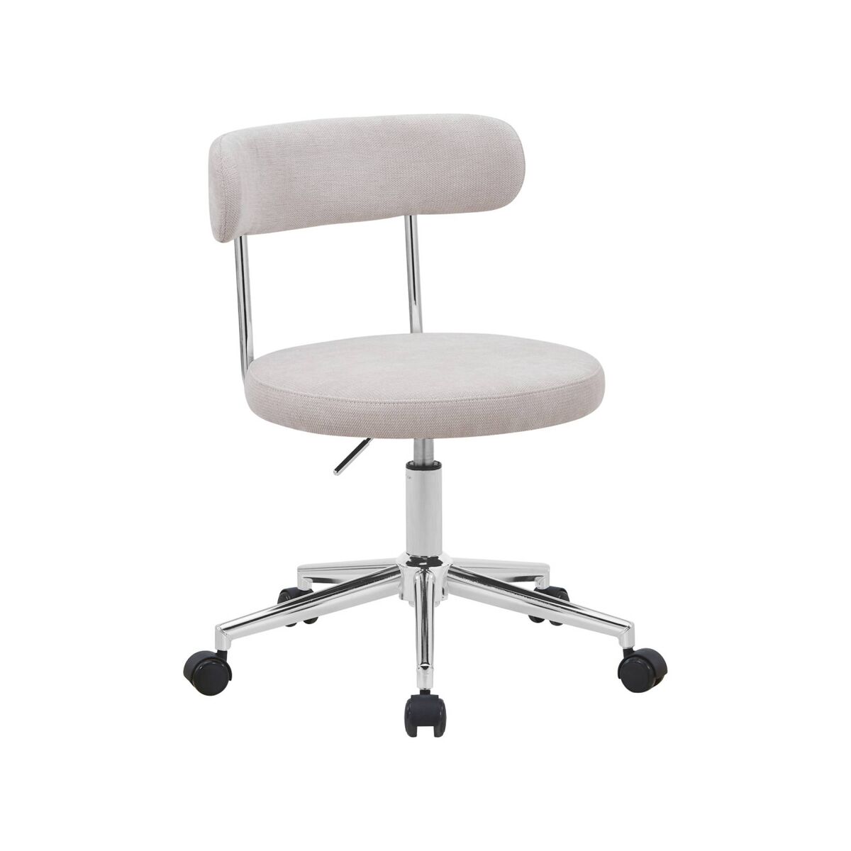 Silla de oficina vintage de tela con ruedas , angela, beige, 53x51x71 cm