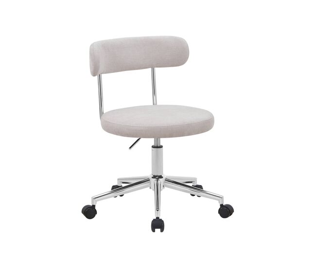 Silla de oficina vintage de tela con ruedas , angela, beige, 53x51x71 cm