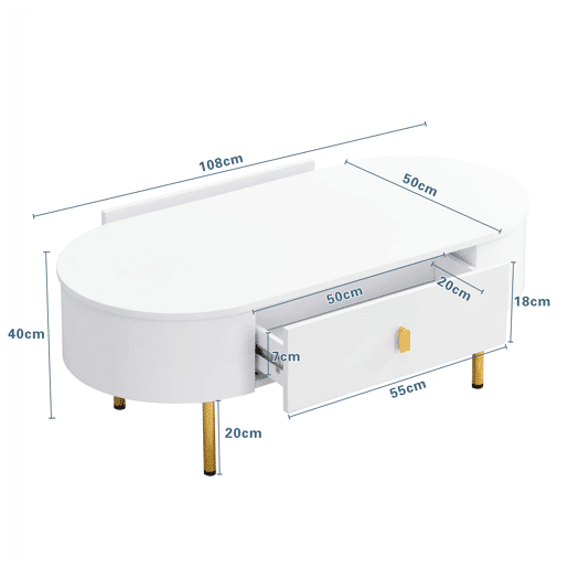 Conjunto de móvel de TV e mesa de centro u2013 com gavetas e cantos arredondados u2013 Branco Conjunto de móvel de TV e mesa de centro u2013 com gavetas e cantos arredondados u2013 Branco