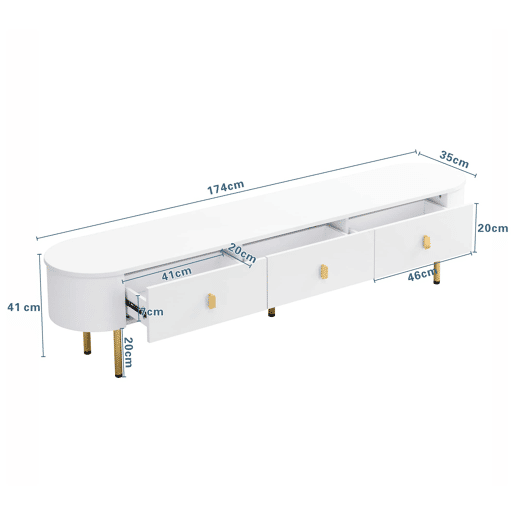 Conjunto de móvel de TV e mesa de centro u2013 com gavetas e cantos arredondados u2013 Branco Conjunto de móvel de TV e mesa de centro u2013 com gavetas e cantos arredondados u2013 Branco