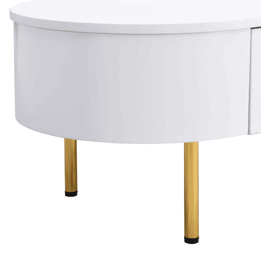 Conjunto de móvel de TV e mesa de centro u2013 com gavetas e cantos arredondados u2013 Branco Conjunto de móvel de TV e mesa de centro u2013 com gavetas e cantos arredondados u2013 Branco