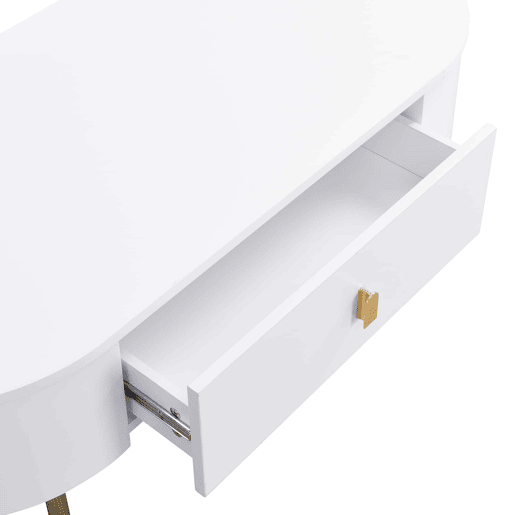 Conjunto de móvel de TV e mesa de centro u2013 com gavetas e cantos arredondados u2013 Branco Conjunto de móvel de TV e mesa de centro u2013 com gavetas e cantos arredondados u2013 Branco