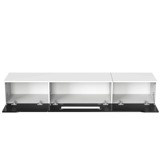 Conjunto de vitrina e móvel de TV u2013 alto brilho e LED multicolorido u2013 Branco e preto