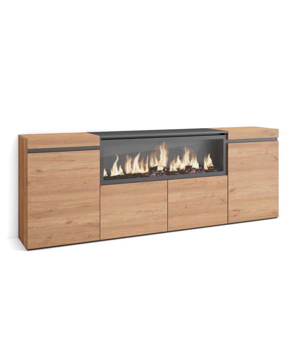 Aparador carratraca-01 con chimenea eléctrica para salón