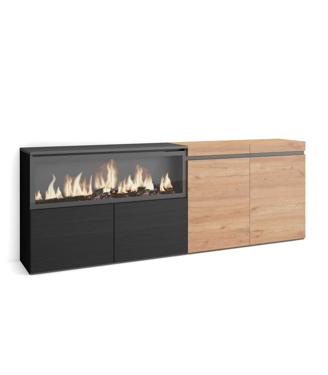 Aparador cártama-01 con chimenea eléctrica y almacenaje