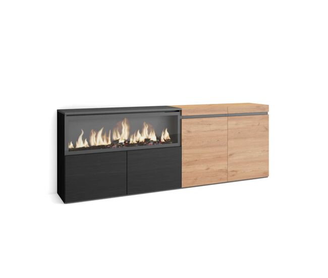 Aparador cártama-01 con chimenea eléctrica y almacenaje