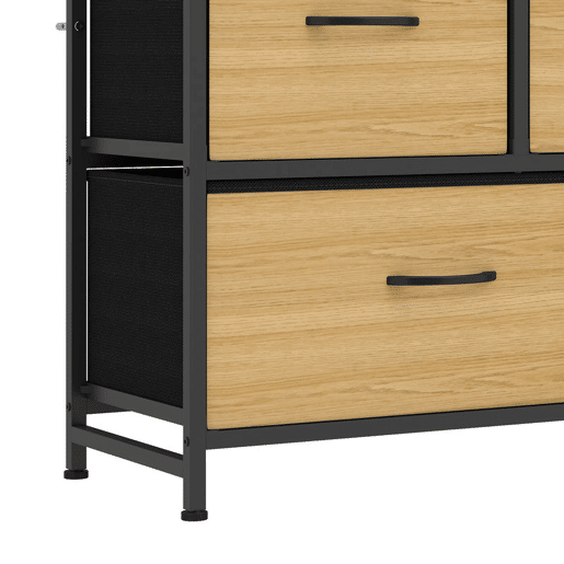 HOMCOM Cómoda de Quarto com 5 Gavetas em Tecido, Estrutura em Aço e Tampo Efeito Madeira, Preto e Carvalho HOMCOM Cómoda de Quarto com 5 Gavetas em Tecido, Estrutura em Aço e Tampo Efeito Madeira, Preto e Carvalho