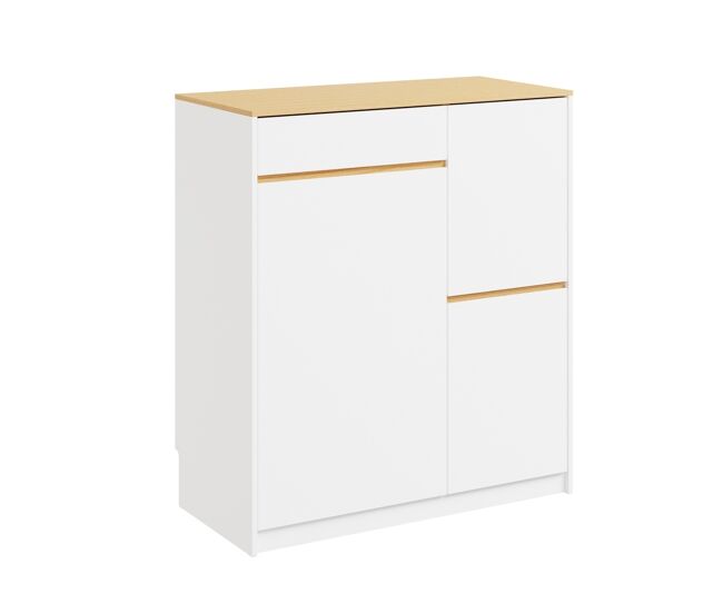 Sobuy credenza salvaspacio con cajones y fsb111-wn | blanco | 80x38x90 cm | aglomerado lacado con superficie de efecto madera