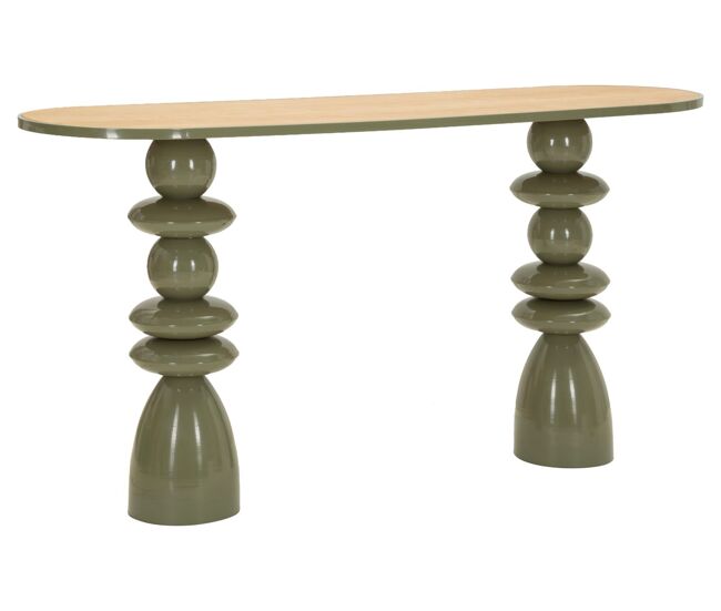 Consola de metal con tablero de madera 150 × 45 × 77,5 cm
