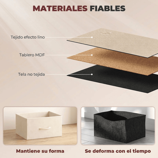 HOMCOM Cómoda de Quarto com 8 Gavetas em Tecido, Móvel Alto de Arrumação com 4 Bolsos, 2 Ganchos e Estrutura em Aço, Bege HOMCOM Cómoda de Quarto com 8 Gavetas em Tecido, Móvel Alto de Arrumação com 4 Bolsos, 2 Ganchos e Estrutura em Aço, Bege