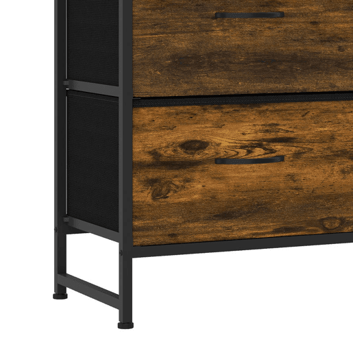 HOMCOM Cómoda de Quarto com 6 Gavetas, Cómoda de Tecido com Estrutura de Aço e Tampo de Madeira, Castanho e Preto HOMCOM Cómoda de Quarto com 6 Gavetas, Cómoda de Tecido com Estrutura de Aço e Tampo de Madeira, Castanho e Preto