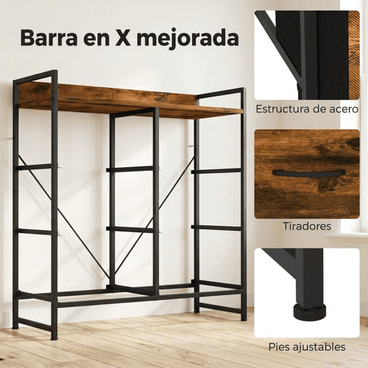 HOMCOM Cómoda de Quarto com 6 Gavetas, Cómoda de Tecido com Estrutura de Aço e Tampo de Madeira, Castanho e Preto HOMCOM Cómoda de Quarto com 6 Gavetas, Cómoda de Tecido com Estrutura de Aço e Tampo de Madeira, Castanho e Preto