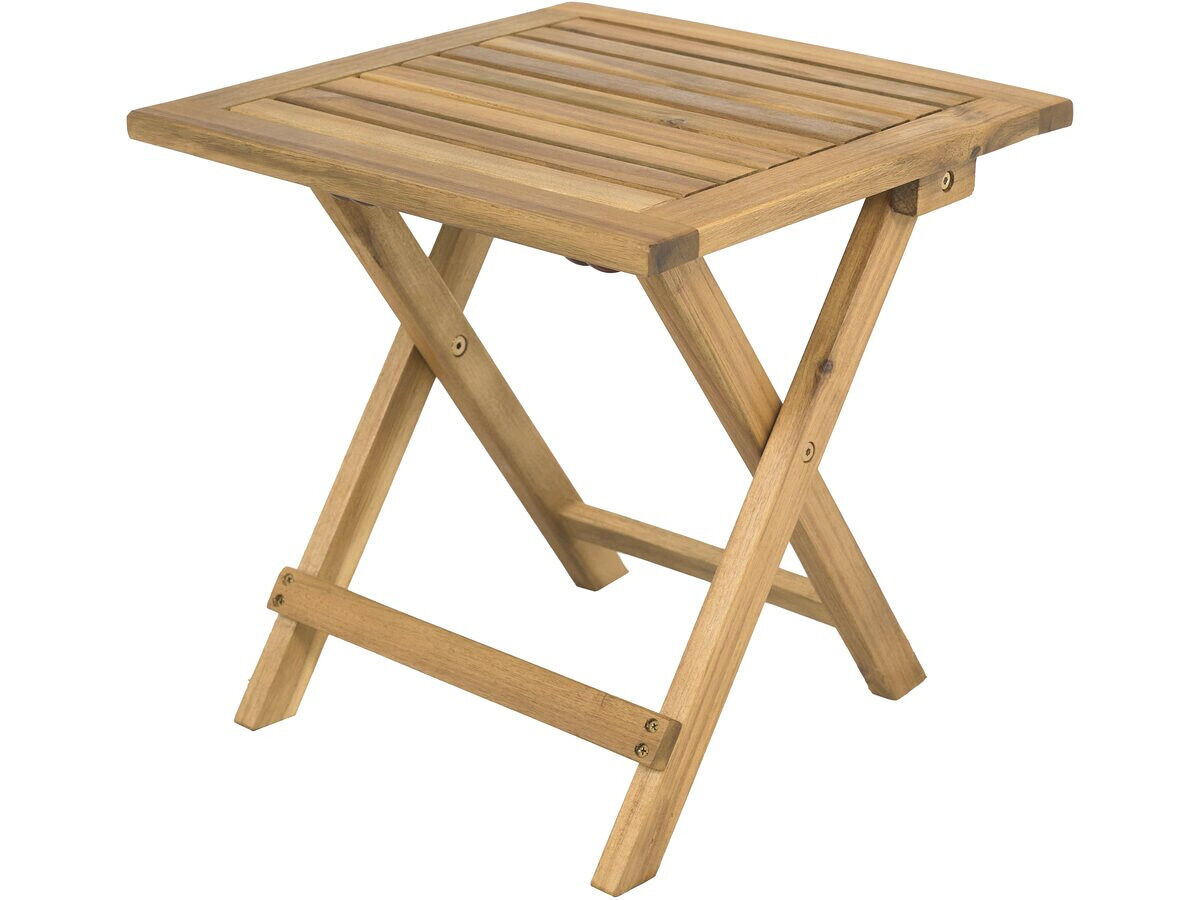 Mesa baja de jardín plegable de madera "portimao" - 40 x 40 x 40 cm - marrón