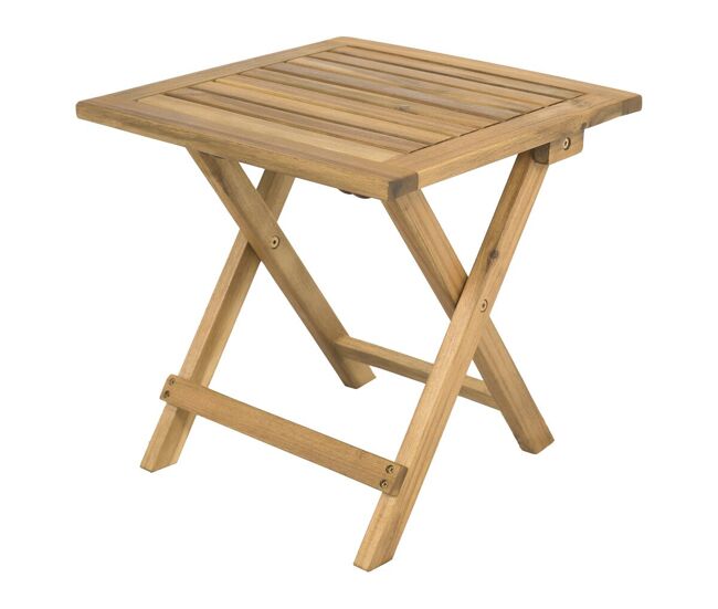 Mesa baja de jardín plegable de madera "portimao" - 40 x 40 x 40 cm - marrón