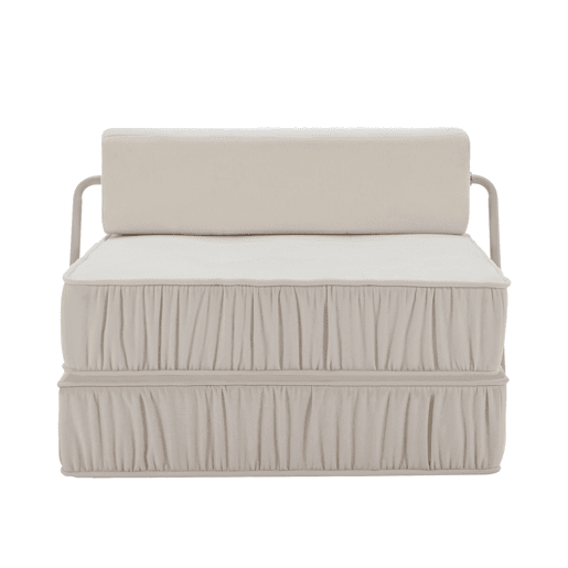 Sofá-cama dobrável de 1 lugar - poltrona convertível, futon, colchão de chão, almofada traseira removível - branco Sofá-cama dobrável de 1 lugar - poltrona convertível, futon, colchão de chão, almofada traseira removível - branco