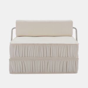 Sofá-cama dobrável de 1 lugar - poltrona convertível, futon, colchão de chão, almofada traseira removível - branco