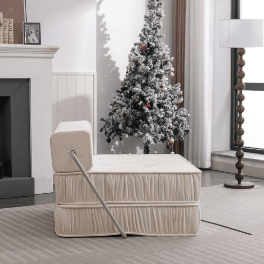 Sofá-cama dobrável de 1 lugar - poltrona convertível, futon, colchão de chão, almofada traseira removível - branco Sofá-cama dobrável de 1 lugar - poltrona convertível, futon, colchão de chão, almofada traseira removível - branco