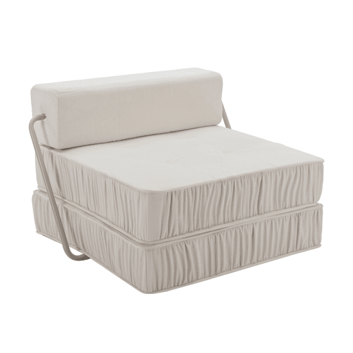 Sofá-cama dobrável de 1 lugar - poltrona convertível, futon, colchão de chão, almofada traseira removível - branco Sofá-cama dobrável de 1 lugar - poltrona convertível, futon, colchão de chão, almofada traseira removível - branco