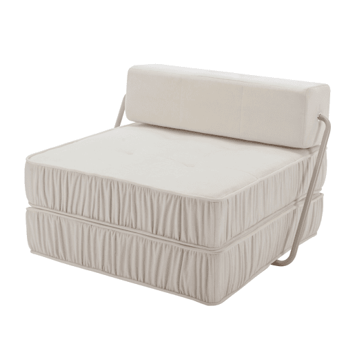 Sofá-cama dobrável de 1 lugar - poltrona convertível, futon, colchão de chão, almofada traseira removível - branco Sofá-cama dobrável de 1 lugar - poltrona convertível, futon, colchão de chão, almofada traseira removível - branco