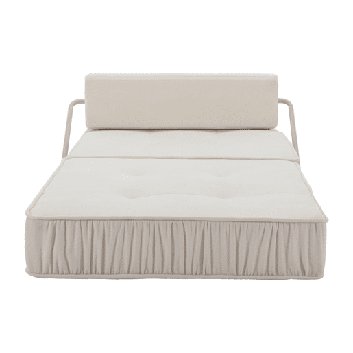 Sofá-cama dobrável de 1 lugar - poltrona convertível, futon, colchão de chão, almofada traseira removível - branco Sofá-cama dobrável de 1 lugar - poltrona convertível, futon, colchão de chão, almofada traseira removível - branco
