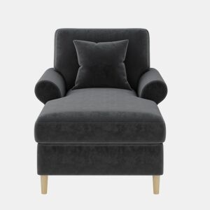 Poltrona Relax XXL - Poltrona de leitura, reclinável, de veludo - Cinza