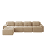 Sofá modular de 4 lugares - Chaise longue longa, assento profundo, confortável, antiderrapante - Bege