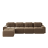 Sofá modular de 4 lugares - Boneless, chaise longue L, assento profundo, antiderrapante - Castanho