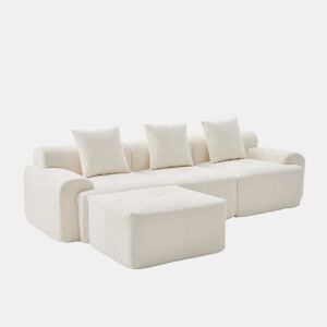 Sofá modular de 3 lugares 268×102×78 cm - Espuma viscoelástica, formato em L, sem montagem - Bege