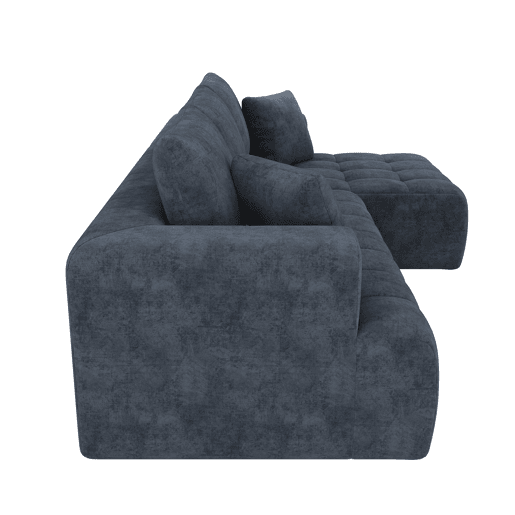 Sofá modular de 3 lugares - L, em chenille confortável, design baixo, combinável, sem montagem - Azul Sofá modular de 3 lugares - L, em chenille confortável, design baixo, combinável, sem montagem - Azul