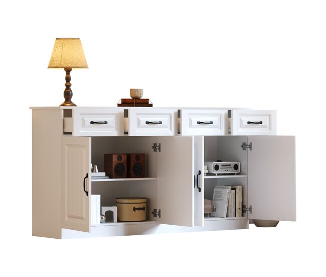 Aparador de mdf con 4 puertas y 4 cajones,blanco
