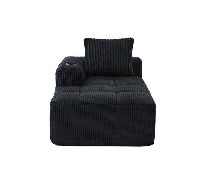 Sillón reclinable corduroy - sin montaje - cojines suaves - negro