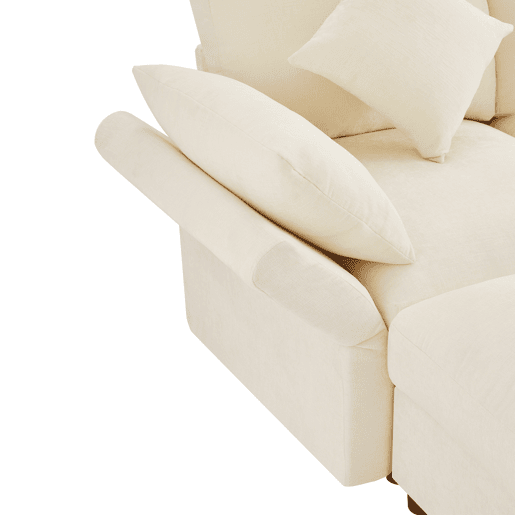 Sofá modular de 6 lugares - UL convertível, chenille, 2 pufes, braços ajustáveis, 4 almofadas e 2 apoios de cabeça - Bege Sofá modular de 6 lugares - UL convertível, chenille, 2 pufes, braços ajustáveis, 4 almofadas e 2 apoios de cabeça - Bege