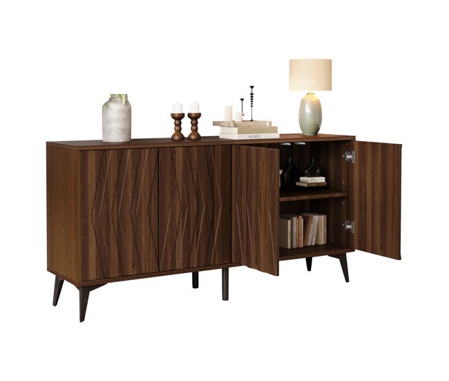 Aparador de mdf con 4 puertas,nogal