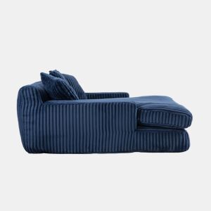 Sofá-cama individual - tipo chão, estilo nuvem com 3 almofadas - azul marinho