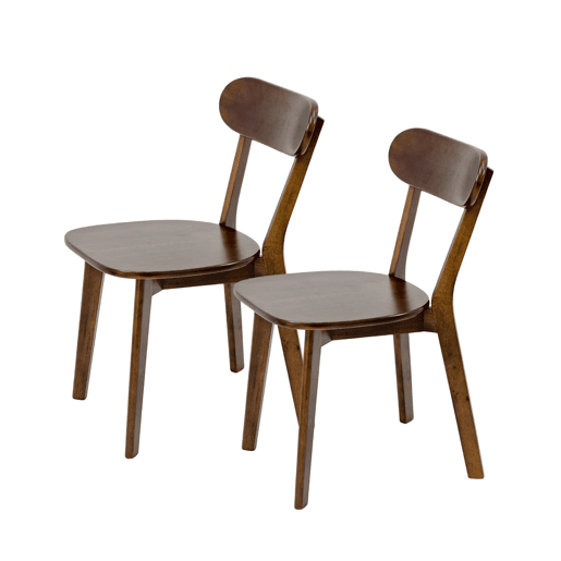 Cadeiras de jantar, 2 unidades u2013 100 % madeira maciça, estilo Mid Century, encosto curvo e apoios para os pés ajustáveis u2013 Nogueira Cadeiras de jantar, 2 unidades u2013 100 % madeira maciça, estilo Mid Century, encosto curvo e apoios para os pés ajustáveis u2013 Nogueira