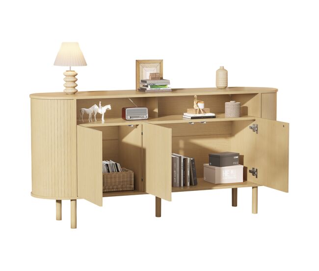 Aparador de panel de partículas con 3 puertas,madera clara