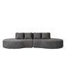 Sofá modular de 4 lugares - 2 peças, espuma viscoelástica de alta densidade, capa removível e lavável em tecido teddyfleece - Cinza