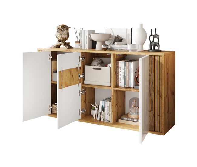 Aparador de mdf con 3 puertas,madera+blanco