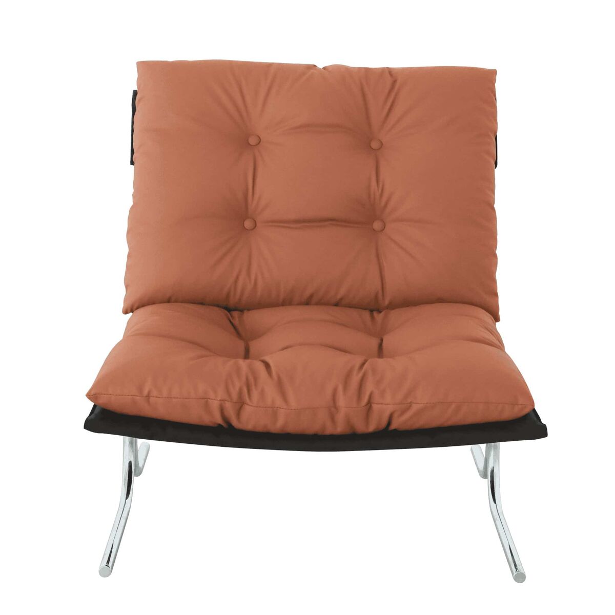 Sillón de acento - cuero sintético desenfundable patas metálicas estilo barcelona - marrón